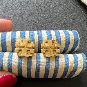 Tory Burch Icon Double T Stud Gold Earrings